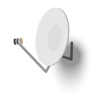 Parabola Satellite transmission Antenna. Flat Vector illustration.