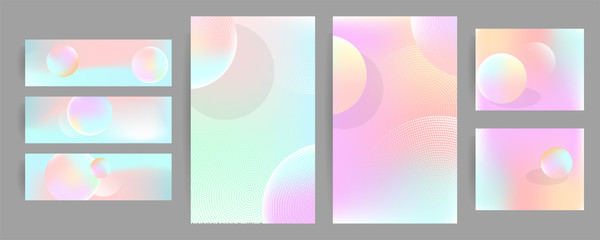 Delicate muted pastel shades of the background Modern abstract covers set, Modern colorful wave liquid flow poster. Cool gradient shapes composition, vector covers design