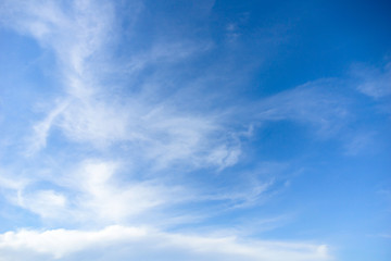 Blue sky with cirrus clouds at daytime. Natural background