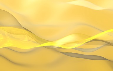 Abstract gold background. Beautiful backdrop with yellow waves. 3d illustration.