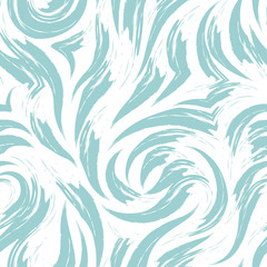 Fototapeta na wymiar Vector abstract turquoise wave or swirl seamless pattern isolated on white background. Texture for printing on clothes or wrapping paper. Website backdrop.