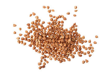 buckwheat grain isolated on white background . Top view. Flat lay.