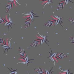 Abstract seamless pattern with tropical leaves. Vector template.