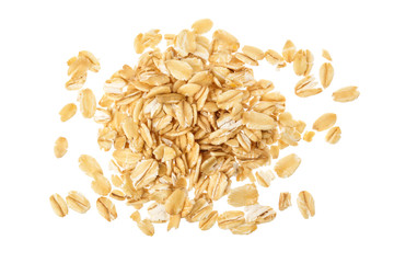 oat flakes isolated on white background. Top view