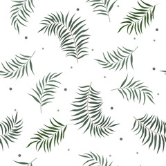 Abstract seamless pattern with tropical leaves. Vector template.