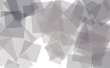 Gray translucent squares on white background. Gray tones. 3D illustration
