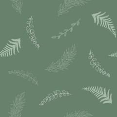 Abstract seamless pattern with tropical leaves. Vector template.