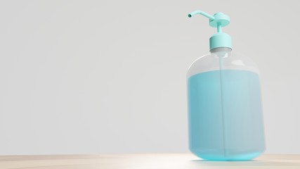 Hand sanitizer bottle on banner header background for COVID-19 Coronavirus concept