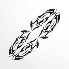 Black-white pattern for a tattoo on a light background. Vector illustration.