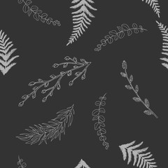 Abstract seamless pattern with tropical leaves. Vector template.