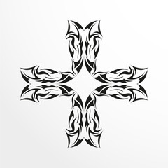 Black-white pattern for a tattoo on a light background. Vector illustration.