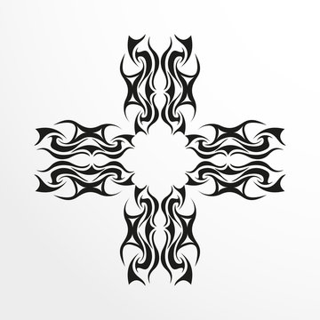 Black-white pattern for a tattoo on a light background. Vector illustration.