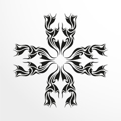Black-white pattern for a tattoo on a light background. Vector illustration.