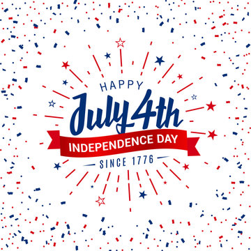 Celebrating American freedom, Happy July 4th independence day since 1776 design in the firework burst rays. Party element, festive vibe use for greeting July 4th card, banner, sale banner, discount,  