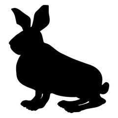 Peppy sitting hare. Silhouette. Vector illustration isolated on a white background.