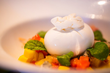 Burrata with Parma Ham and Mixed Tropical Fruits