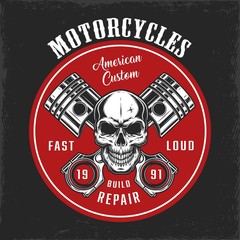 Vintage motorbike repair service round logo