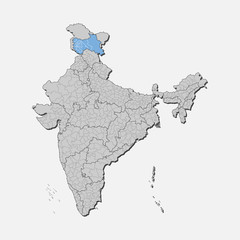 India country map Jammu and Kashmir state template