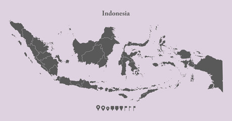 Indonesia map, Asia country map vector template
