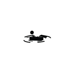 Fototapeta na wymiar silhouette of a man lies on a circle on the sea, a man is resting on the sea, vector solid icons