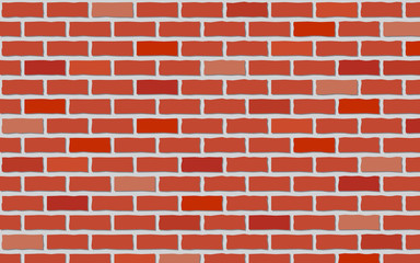 Red brick wall texture for background. Vector illustration of wall with bricks of various shades and shapes.