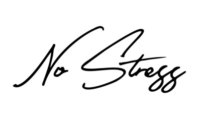 No Stress Cursive Calligraphy Black Color Text On White Background