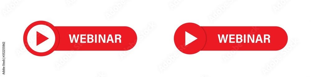 Poster webinar button. webinar live banner or play red button. vector isolated web elements.