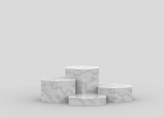 3d white gray hexagon marble and  podium minimal studio background. Abstract 3d geometric shape luxury object illustration render. Display for cosmetics and beauty fashion product.