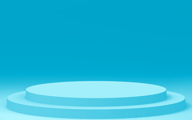 3d blue cylinder podium minimal studio background. Abstract 3d geometric shape object illustration render. Display for medicine product...