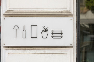 close up of an outlined  symbols of a restaurant signboard