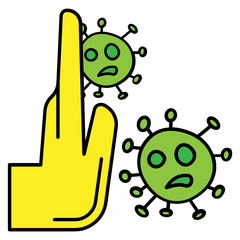 Use Surgical Gloves and Avoid Direct Touch to Surface, Attention Beaware about Social Distance and Other Prevention Instructions, Stop coronavirus and protect yourself concept vector color Icon design