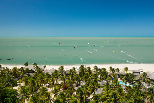 Kitesurf on Cear&aacute; beach .Route of emotions in the northeast of Brazil