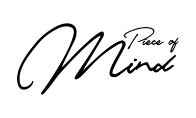 Piece of Mind Cursive Calligraphy Black Color Text On White Background