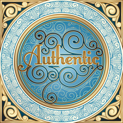 Golden ornate decorative vintage label