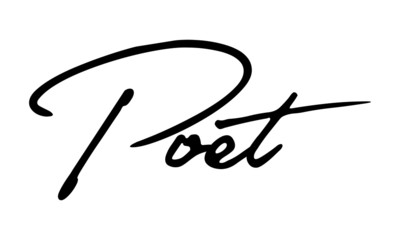 Poet Cursive Calligraphy Black Color Text On White Background
