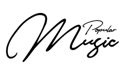 Popular Music Cursive Calligraphy Black Color Text On White Background