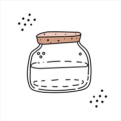 Linear hand-drawn glass jars. Doodle art.