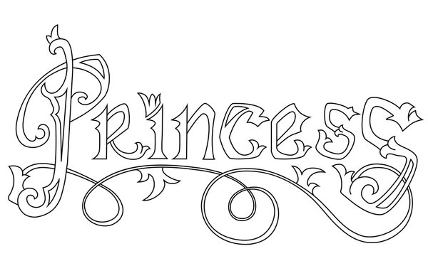 Black end white inscription Princess. Elements for your design