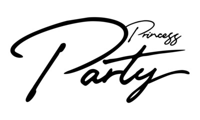 Princess Party Cursive Calligraphy Black Color Text On White Background
