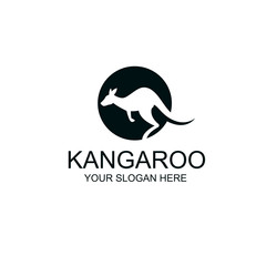 abstract jumping kangaroo icon isolated on white background