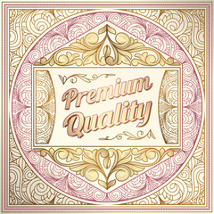 Golden ornate decorative vintage label