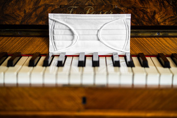 Disposable Mouth Mask  piano keys close up