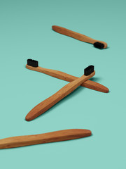 Bamboo Toothbrush Blue Background