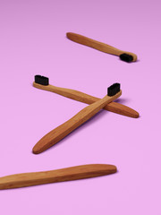 Bamboo Toothbrush Pink Background