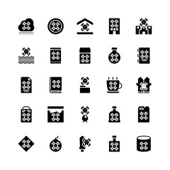 Set of Poison, Toxic, Dangerous glyph style icon - vector