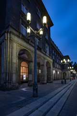 Krakow. Historical Communist architecture of Nowa Huta by night