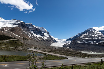 Athabasca Glacier Landscape with street