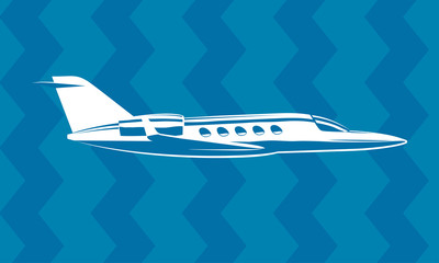 simple drawing Contour private jet airplane on the background