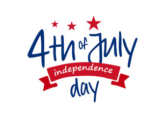 Trend calligraphy 4th of July design gift card/postcard of American Independence day. Vector illustration on white background.
