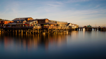Fototapeta na wymiar The Old Fisherman's Wharf in Monterey, California, a famous tourist attraction
